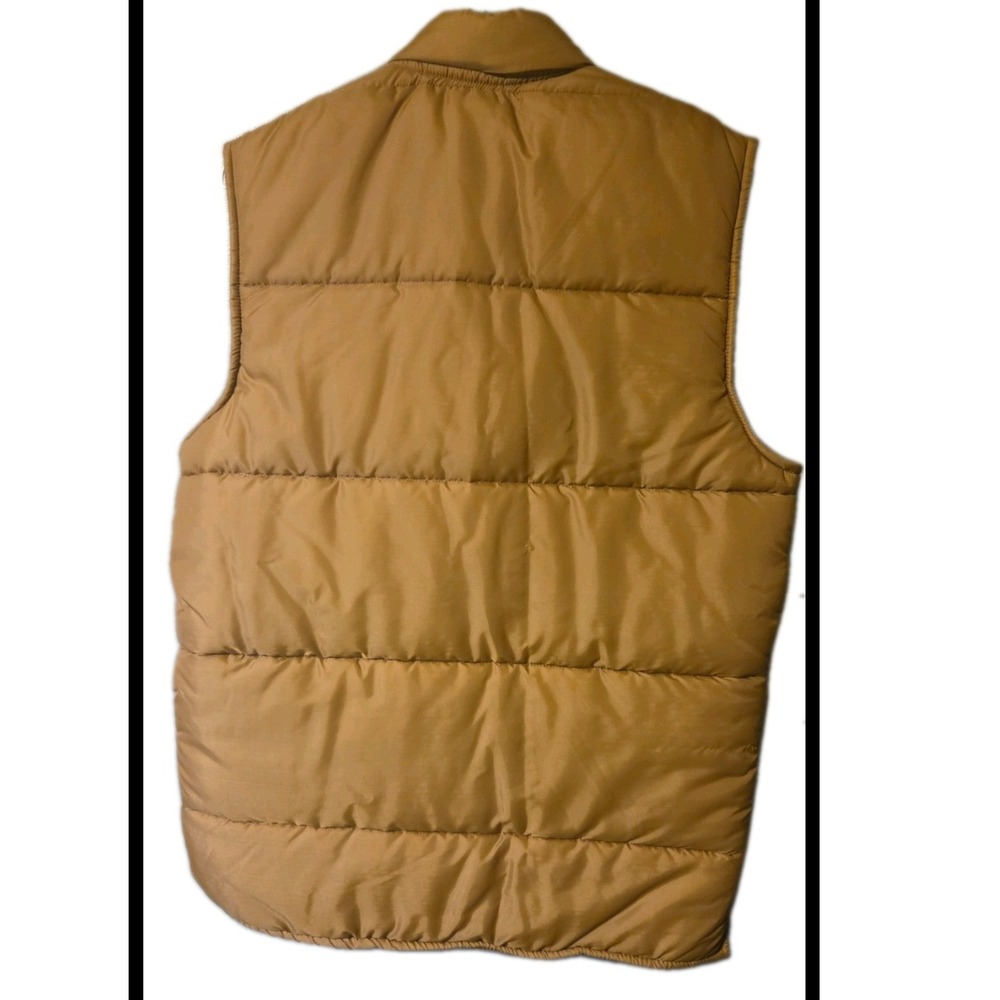 Vintage OshKosh B'gosh Puffer Vest Mens Medium Tan Brown Made in USA Quilted - Picture 5 of 5